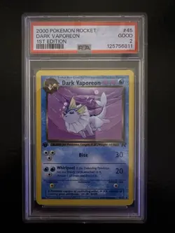 2000 Pokemon Team Rocket Dark Vaporeon 1st Ed #45 PSA 2 WOTC Rare POP 1 Non holo - Image 3