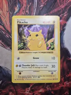 Pokemon Pikachu 58/102 Base Set Shadowless Yellow Cheeks MP WOTC English 1999 - Image 1