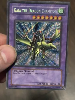 Yugioh Gaia the Dragon Champion LOB-102 Secret Rare Unlim HP Holo Bleed - Image 1