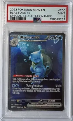 2023 POKEMON MEW EN #200/165 BLASTOISE EX SPECIAL ILLUSTRATION RARE PSA 9 - Image 1