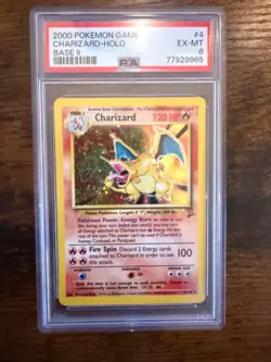 2000 POKEMON BASE SET 2 #4 CHARIZARD-HOLO PSA 6 - Image 1