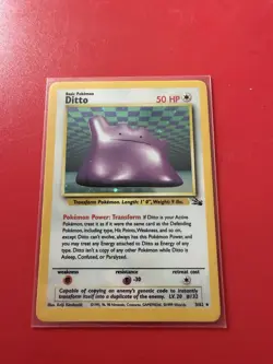 Pokemon TCG Ditto Fossil 3/62 Holo Unlimited Holo Rare 1999 WOTC LP - Image 2