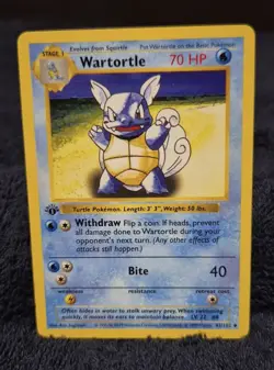 1st edition Base Set Shadowless Wartortle 42/102 LP to NM Pokemon - Image 1
