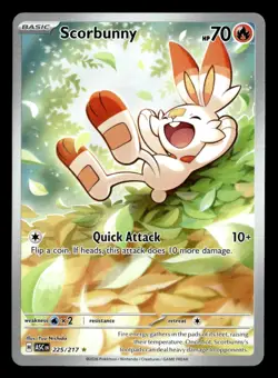 Pokemon Scorbunny #225/217 tcg Near Mint or Better - Image 1