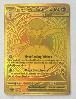 2025 Pokemon TCG Mega Evolutions Mega Gardevoir ex Gold Hyper Rare 187/132 - Image 1