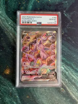 PSA 10 Espeon V Alternate Art 180/203 SWSH07: Evolving Skies Holo Pokemon TCG - Image 1