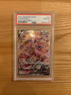 Pokemon TCG Espeon v Evolving Skies Holo Ultra Rare Card 180/203 PSA 10 - Image 1