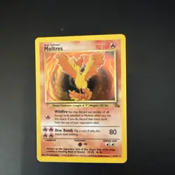 Pokemon Moltres Fossil Holo Rare 12/62 1999 70 HP Dive Bomb 80 Basic Unlimited - Image 1