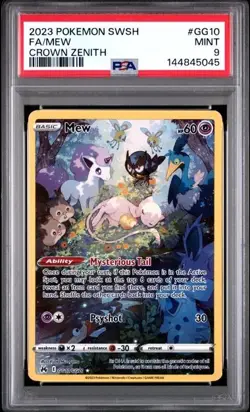 PSA 9 Mew GG10/GG70 Crown Zenith Galarian Gallery Holo Rare Pokemon MINT - Image 1