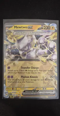 Pokemon TCG Mewtwo ex 058/182 SV04: Paradox Rift Double Rare Holo NM - Image 1