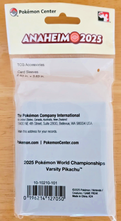 Pokemon World Championships 2025 Anaheim Varsity Pikachu Card Sleeves Exclusive - Image 2