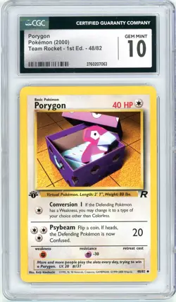 Pokemon Porygon #48 Team Rocket 1st Edition CGC 10 Gem Mint - Image 1