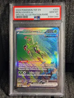 Pokemon TCG Iron Leaves EX Scarlet & Violet Temporal Forces 203/162 PSA 10 - Image 1