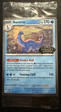 Aurorus 024/088 - Cosmo Holo Pokemon Perfect Order Stamped Promo SEALED SWIRL 🌀 - Image 1
