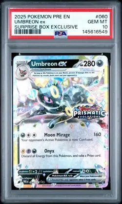 Pokemon Prismatic Evolutions Umbreon ex 060/131 Surprise Box Stamped PSA 10 - Image 1