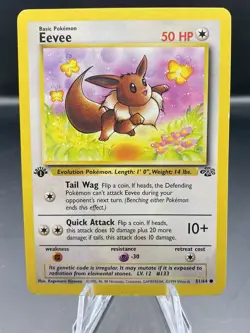 Pokemon Card English Eevee 51/64 Jungle Set 1999 1st Edition Non-Holo LP - Image 1