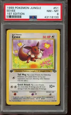 PSA 8 NM-MT Pokemon Eevee Jungle 1st Edition Non Holo 51/64 - Image 1