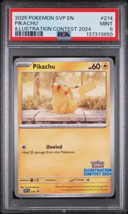 2025 POKEMON SVP EN-SV BLACK STAR PROMO ILLUSTRATION CONTEST 2024 PIKACHU PSA 9 - Image 1