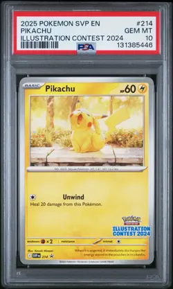 2025 POKEMON SVP EN-SV BLACK STAR PROMO ILLUSTRATION CONTEST 2024 PIKACHU PSA 10 - Image 1