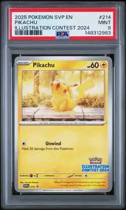 2025 POKEMON SVP EN-SV BLACK STAR PROMO ILLUSTRATION CONTEST 2024 PIKACHU PSA 9 - Image 1
