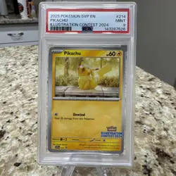 2025 POKEMON SVP EN-SV BLACK STAR PROMO ILLUSTRATION CONTEST 2024 PIKACHU PSA 9 - Image 1