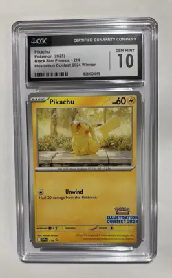 Pikachu Gem Mint 10 CGC Illustration Contest 2024 Winner Pokemon Promo - Image 1