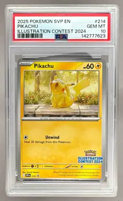 142777623 Pikachu 2025 Pokemon SV 2024 Illustration Contest Promo #214 PSA 10 - Image 1