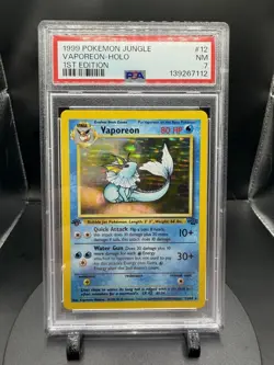1999 Pokemon Jungle Vaporeon Holo 1st Edition #12 PSA 7 NM WOTC Vintage - Image 1