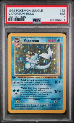 1999 POKEMON JUNGLE 1ST EDITION #12 VAPOREON-HOLO PSA 7 - Image 1
