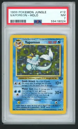 VAPOREON HOLO 12/64 JUNGLE POKEMON PSA 7 - Image 1