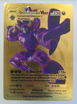 Pokemon Grimmsnarl VMAX 330hp Gold Foil Fan Art Collector Card TCG Gigantamax - Image 1