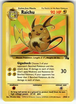 Raichu (29) 29/62 Fossil LP Pokemon Card TCG - Image 1