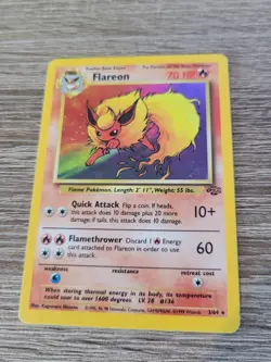 Holo Flareon Pokemon Card 3/64 Jungle Foil 1999 Vintage TCG WOTC MP - Image 1