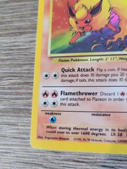 Holo Flareon Pokemon Card 3/64 Jungle Foil 1999 Vintage TCG WOTC MP - Image 4
