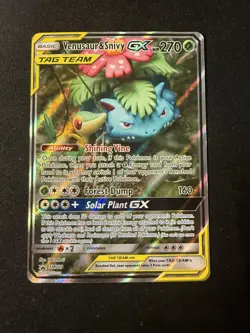 Pokemon Venusaur & Snivy GX TAG TEAM Promo Holo SM229 SM Card - Image 1