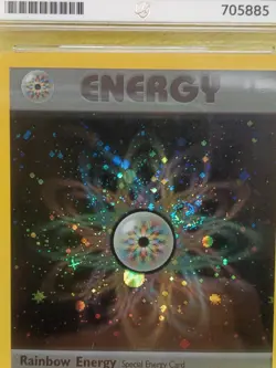 Pokemon Team Rocket Set 2000 Holo Rainbow Energy 17/82 Ace Graded 8 NM-MT Swirl - Image 2