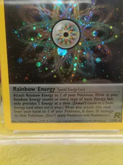 Pokemon Team Rocket Set 2000 Holo Rainbow Energy 17/82 Ace Graded 8 NM-MT Swirl - Image 3