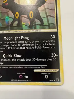 Pokemon HGSS Undaunted Umbreon 10/90 Rare Cracked Ice HOLO 2010 LP - Image 4