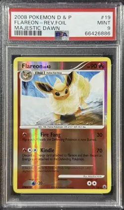 Pokemon Flareon 19/100 Reverse Holo Majestic Dawn PSA 9 - Image 2