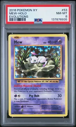 2016 POKEMON XY EVOLUTIONS #53 MEW-HOLO PSA 8 - Image 1