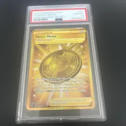 Hero's Medal 201/185 GOLD SECRET RARE Pokemon TCG Vivid Voltage PSA 10 - Image 1