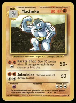 Machoke 34/102 Uncommon Base Set Unlimited Pokemon Moderately Played - Image 1