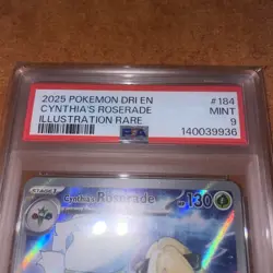 2025 Pokemon Destined Rivals Cynthia's Roserade 184/182 Illustration Rare PSA 9 - Image 5