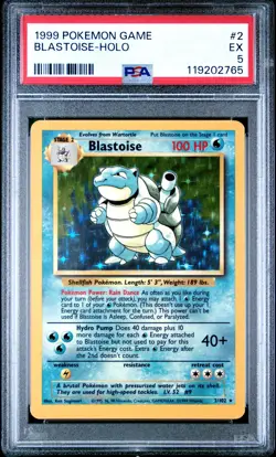 1999 Pokemon Base Set Blastoise Holo #2 Unlimited PSA 5 WOTC Vintage - Image 1