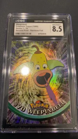 topps Pokemon TV Animation Edition Series 1 Rainbow Foil #70 Weepinbell CGC 10 - Image 1