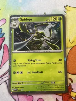Pokemon TCG Spidops SVP 009 Scarlet & Violet Galaxy Holo Black Star Promo LP - Image 1