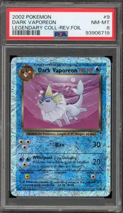 Pokemon Dark Vaporeon Legendary Coll. Reverse Holo Rare #9 PSA 8 - Image 1