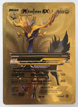 Pokemon Mega Xerneas EX 800hp Gold Foil Fan Art Collector Card TCG - Image 1