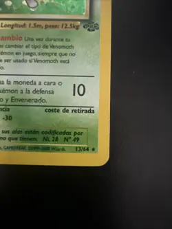 Venomoth Holo Rare Card 13/64 Nintendo 1995-1999 Wizards Jungle - Image 4