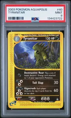 2003 Pokemon Aquapolis #40 Tyranitar PSA 9 - Image 1